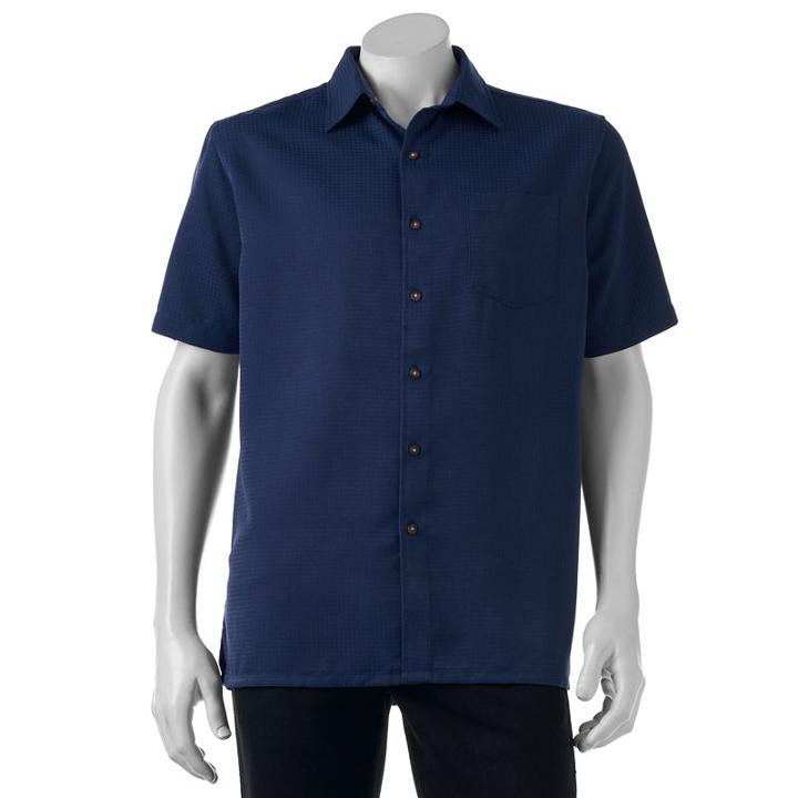 Men's Croft & Barrow&reg; Signature Classic-fit Microfiber Button-down Shirt, Size: Large, Dark Blue