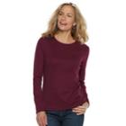 Women's Croft & Barrow&reg; Essential Crewneck Sweater, Size: Medium, Dark Red