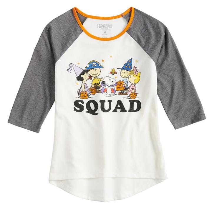 Girls' 7-16 Peanuts Halloween Squad Tee, Size: Large, Grey (charcoal)