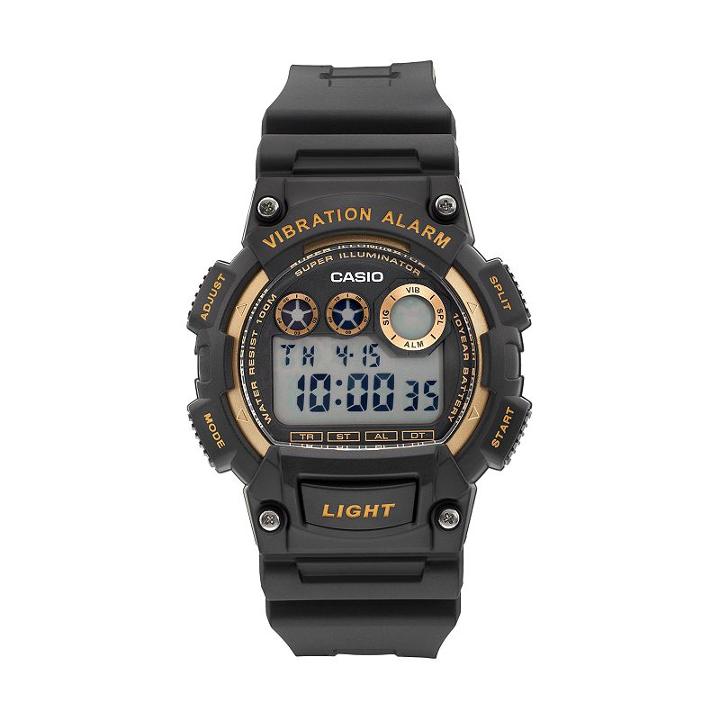 Casio Men's Vibration Alarm Digital Chronograph Watch - W735h-1a2v, Black