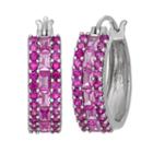 Sterling Silver Lab-created Pink Sapphire And Lab-created Ruby Hoop Earrings, Women's, Multicolor