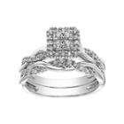 Lovemark 10k White Gold 1/3 Carat T.w. Square Cluster Engagement Ring Set, Women's, Size: 7