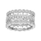 Sterling Silver Cubic Zirconia 3 Piece Stack Ring Set, Women's, Size: 8, White