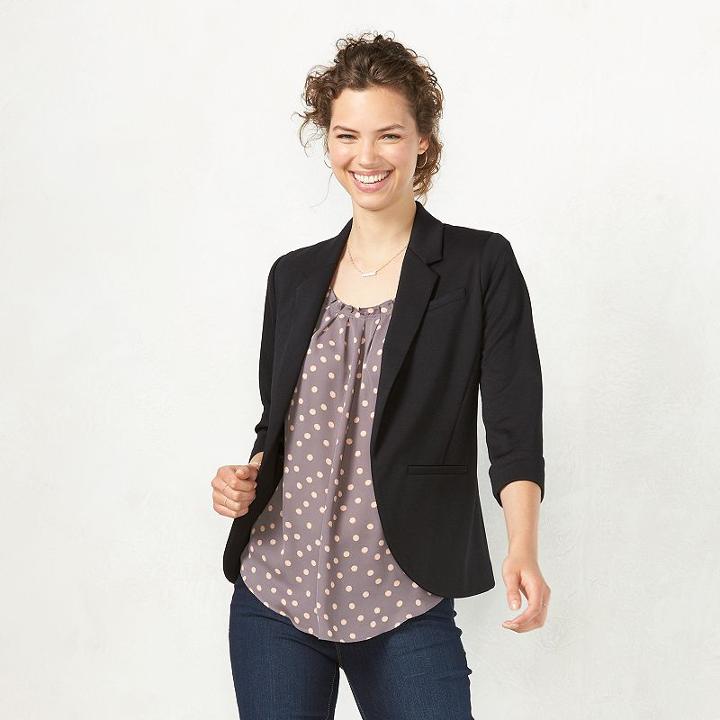 Women's Lc Lauren Conrad Ponte Blazer, Size: 0, Black