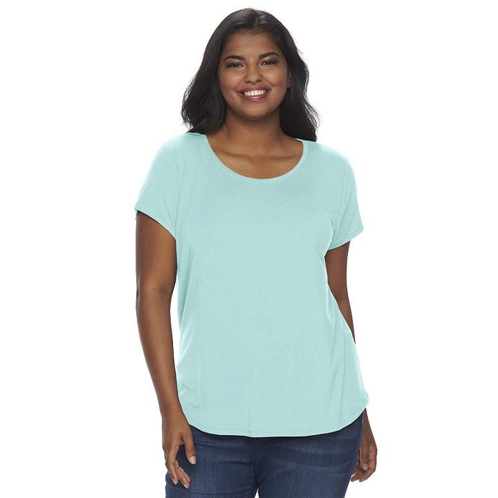 Juniors' Plus Size So&reg; Short Sleeve Scoopneck Tee, Girl's, Size: 2xl, Turquoise/blue (turq/aqua)