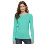 Women's Croft & Barrow&reg; Essential Cable-knit Sweater, Size: Medium, Turquoise/blue (turq/aqua)