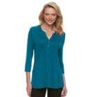 Women's Croft & Barrow&reg; Pleated Popover Top, Size: Xxl, Blue