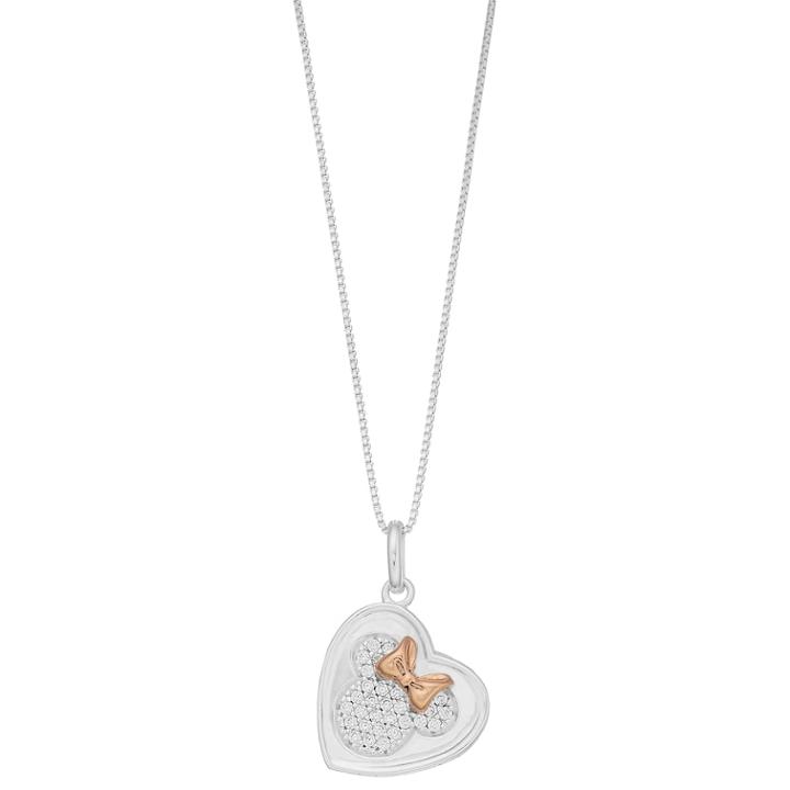 Disney's Minnie Mouse Heart Pendant Necklace, Women's, White