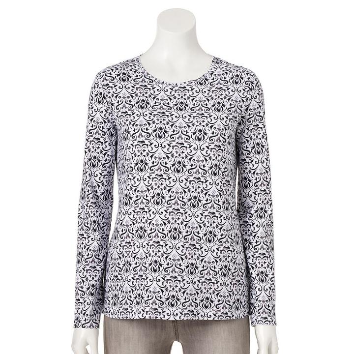 Women's Croft & Barrow&reg; Classic Crewneck Tee, Size: Xs, Grey