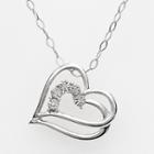 Sterling Silver Diamond Accent Double Heart Pendant, Women's, White