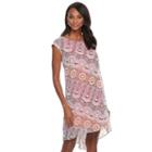 Women's Dana Buchman Printed Crepe Popover Dress, Size: Large, Red