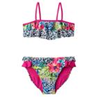 Girls 7-16 So&reg; Floral Cheetah Bikini Swimsuit Set, Size: Xl (14), Pink