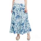 Women's Chaps Floral Crinkle Maxi Skirt, Size: Large, Blue