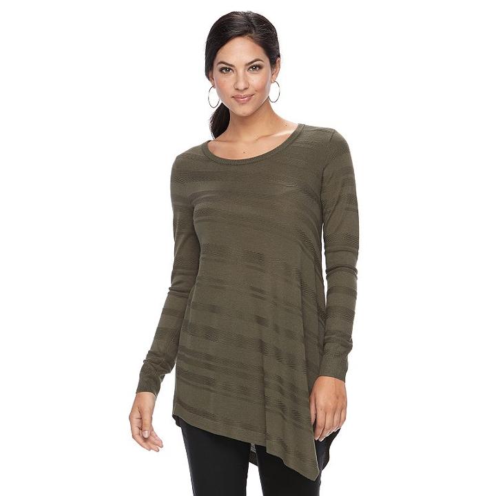Women's Apt. 9&reg; Textured Striped Tunic, Size: Xl, Green