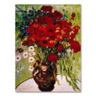 Daisies And Poppies 47 X 35 Canvas Wall Art By Vincent Van Gogh, Adult Unisex, Size: 47x35, Red
