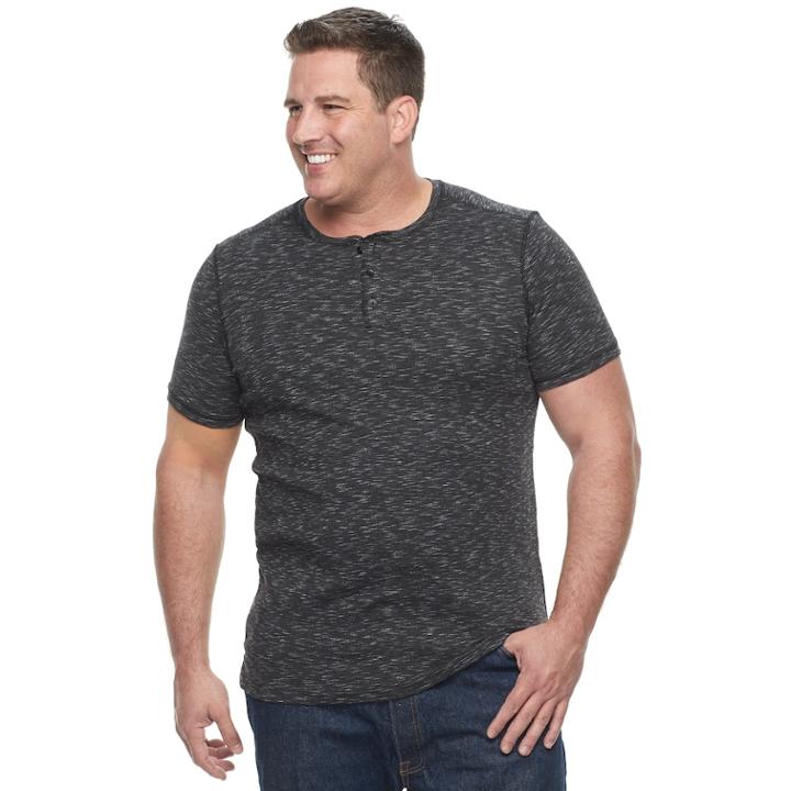 Big & Tall Apt. 9&reg; Slubbed Henley, Men's, Size: L Tall, Black