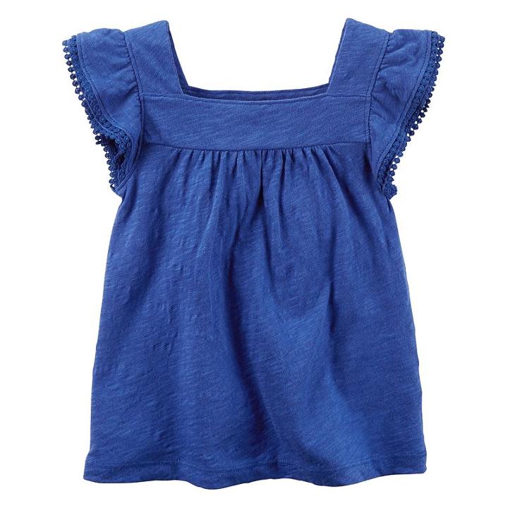 Girls 4-8 Carter's Slubbed Pom Tee, Girl's, Size: 8, Med Blue
