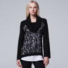 Women's Simply Vera Vera Wang Mock-layer Lace Cowlneck Top, Size: Xl, Black