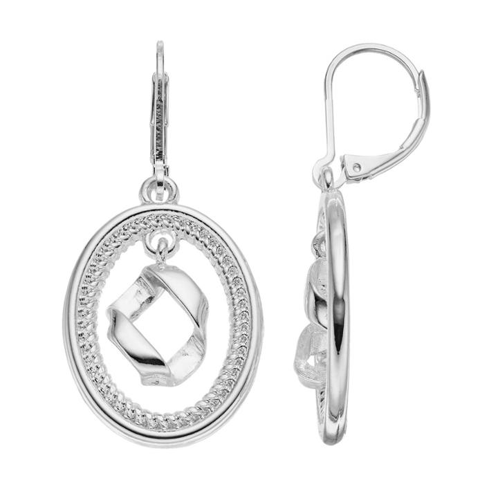 Napier Folded Orbital Nickel Free Oval Drop Earrings, Women's, Silver