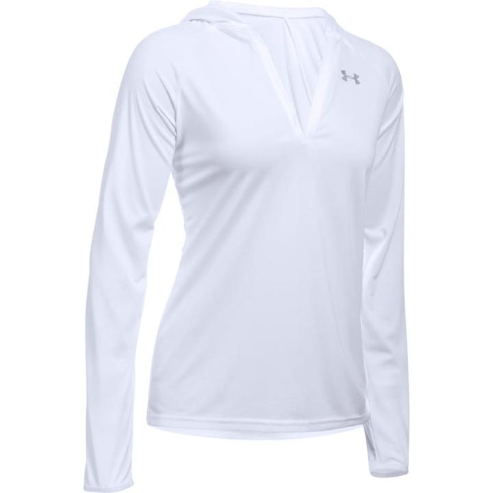Women's Under Armour Tech Solid Hooded Long Sleeve Top, Size: Medium, Natural