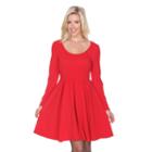 Women's White Mark Solid Fit & Flare Dress, Size: Medium, Red
