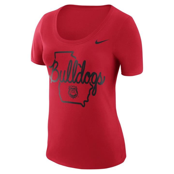 Women's Nike Georgia Bulldogs Local Elements Tee, Size: Large, Red
