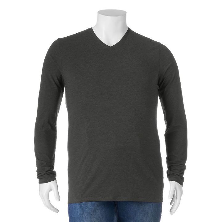 Big & Tall Apt. 9&reg; V-neck Tee, Men's, Size: M Tall, Dark Grey