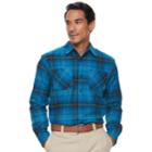 Men's Columbia Highland Home Classic-fit Plaid Flannel Button-down Shirt, Size: Xl, Dark Blue