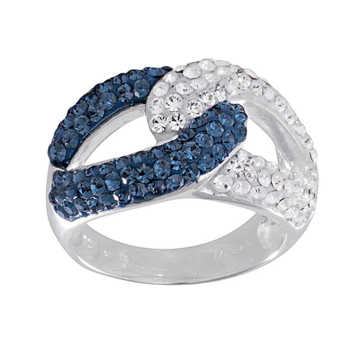 Silver-plated Crystal Link Ring, Women's, Size: 7, Blue