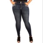Juniors' Plus Size Wallflower Luscious Curvy Sparkle Skinny Ankle Jeans, Teens, Size: 18, Grey