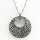 Lavish By Tjm Sterling Silver Woven Circle Pendant - Made With Swarovski Marcasite, Women's, Grey