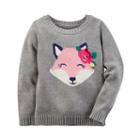 Baby Girl Carter's Animal Sweater, Size: 18 Months, Grey