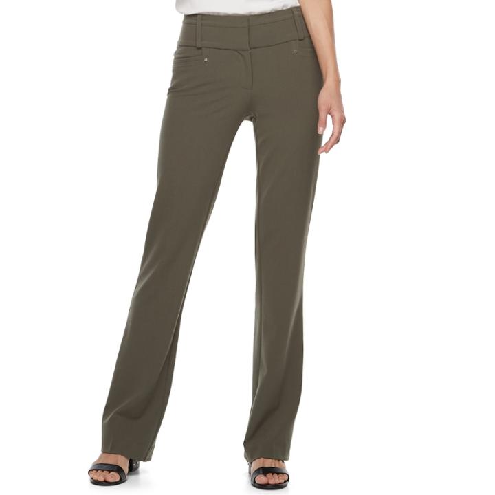 Juniors' Candie's&reg; Marilyn Bootcut Pants, Teens, Size: 9, Dark Green