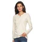 Women's Woolrich Tall Pine Embroidered Henley, Size: Small, Lt Beige