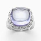 Sterling Silver Cubic Zirconia And Crystal Frame Ring, Women's, Size: 7, Purple