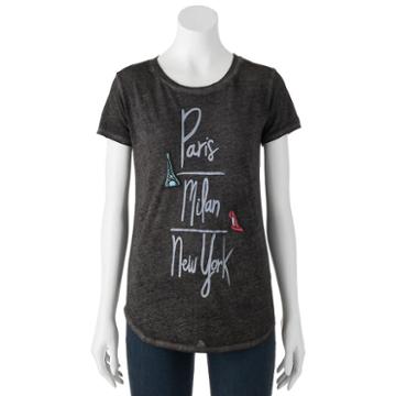 Juniors' The Print Shop Paris, Milan, New York Graphic Tee, Girl's, Size: Xl, Black