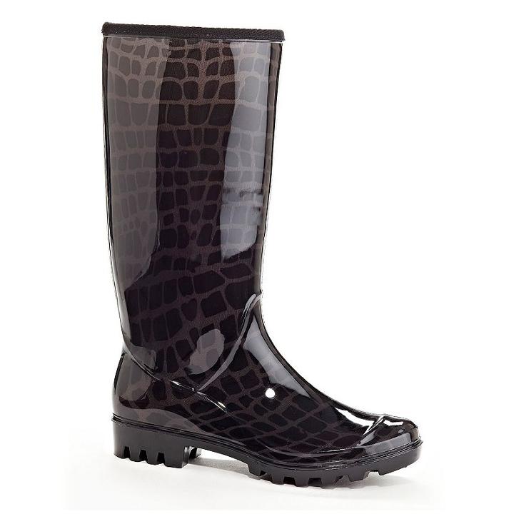 Henry Ferrera Swimmer Women's Water-resistant Rain Boots, Size: 6, Black