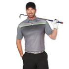 Men's Grand Slam Regular-fit Gradient-striped Performance Golf Polo, Size: Large, Grey Other