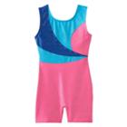 Girls 4-14 Jacques Moret Colorblock Embellished Biketard Leotard, Size: Small, Brt Pink