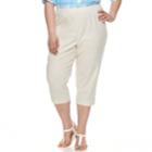 Plus Size Cathy Daniels Pull On Linen-blend Capris, Women's, Size: 2xl, Beige