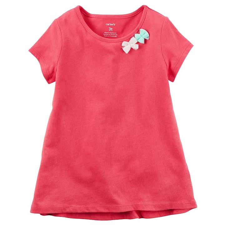 Girls 4-6x Carter's Short Sleeve Bow Embellished Tee, Girl's, Size: 6x, Red