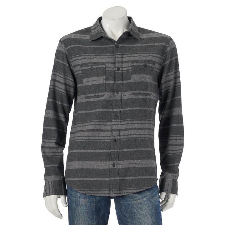 Men's Urban Pipeline&reg; Patterned Flannel Button-down Shirt, Size: Small, Dark Grey