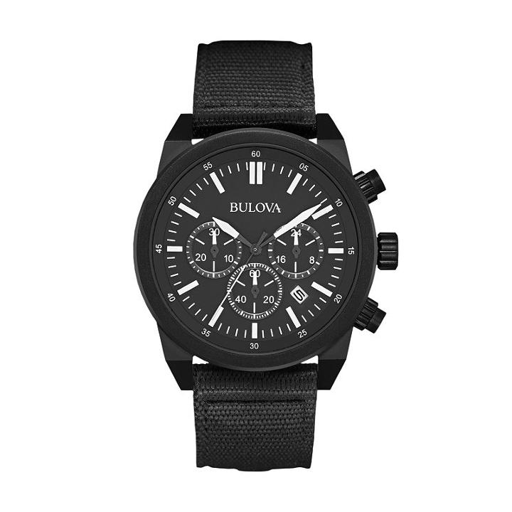 Bulova Men's Chronograph Watch & Interchangeable Band Set - 98b280, Size: Large, Black
