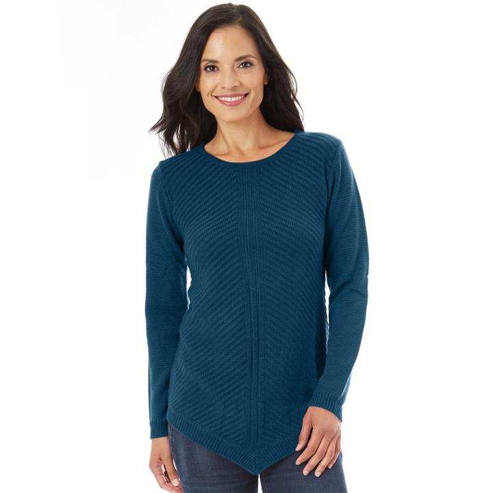 Women's Apt. 9&reg; Mitered Crewneck Sweater, Size: Medium, Med Green