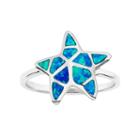 Lab-created Blue Opal Sterling Silver Starfish Ring, Women's, Size: 8