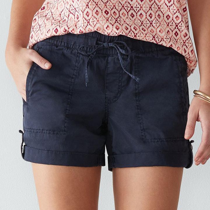 Women's Sonoma Goods For Life&trade; Pull-on Utility Shorts, Size: 6, Dark Blue