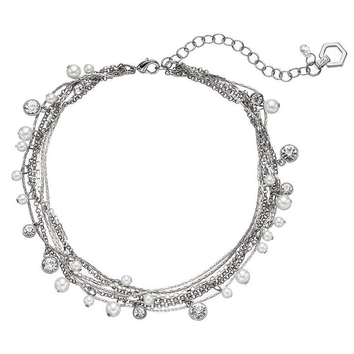 Simply Vera Vera Wang Shaky Simulated Pearl Multi Strand Choker Necklace, Women's, White
