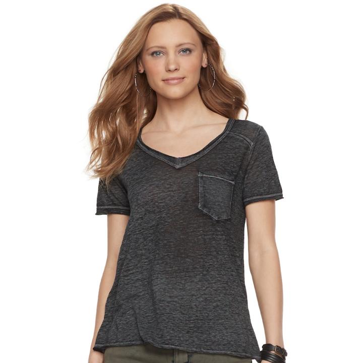 Women's Rock & Republic® V-neck Boyfriend Tee, Size: Large, Med Grey