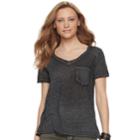 Women's Rock & Republic&reg; V-neck Boyfriend Tee, Size: Large, Med Grey