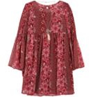 Girls 7-16 & Plus Size Speechless Bell Sleeve Printed Dress With Necklace, Size: 14, Dark Red